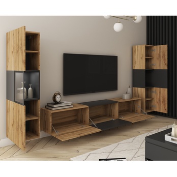 Obývacia stena ERLING III dub wotan/čierna 2