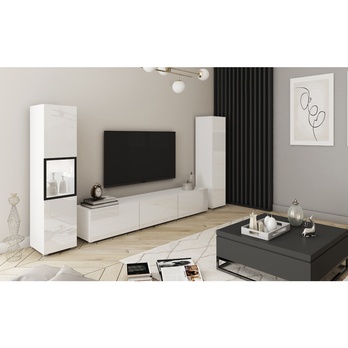 Obývacia stena ERLING III biela/biela vysoký lesk 1