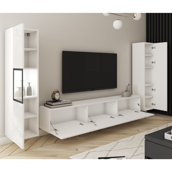 Obývacia stena ERLING III biela/biela vysoký lesk 2