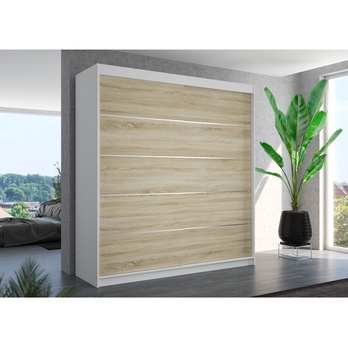 Šatníková skriňa ESMA biela/dub sonoma 1
