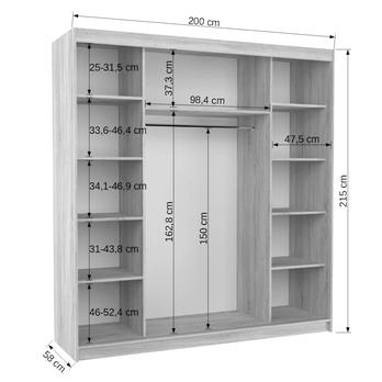 Šatníková skriňa ESMA biela/dub sonoma 3