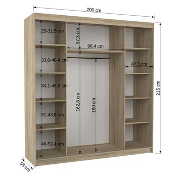 Šatníková skriňa ESMA dub sonoma 3