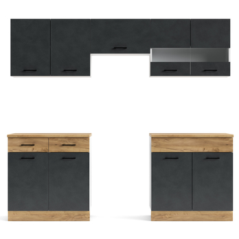 Kuchynský blok ESPERO 220 antracitová/dub craft zlatý 1