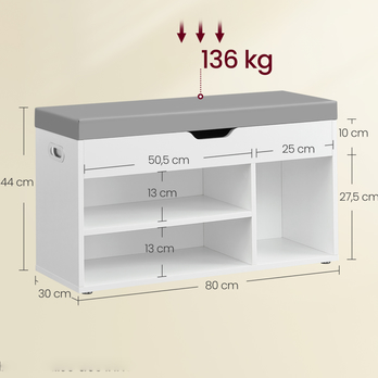 Lavica na topánky ESPO 2 biela/sivá 5
