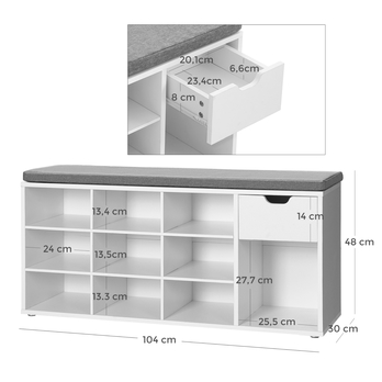 Lavica na topánky ESPO 3 biela 7