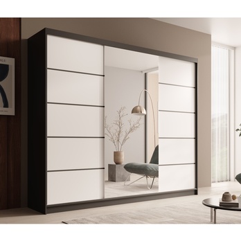 Šatníková skriňa ETELA čierna/biela 1