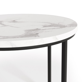 Sada 2 ks prístavných stolíkov EUROS biely mramor/čierna 5