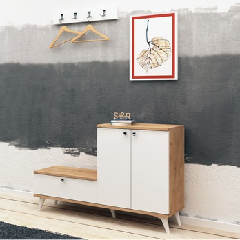 Predsieňová zostava EWA biela/dub zlatý 1