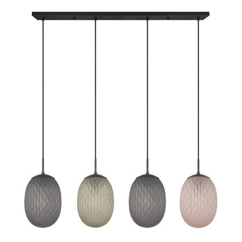 Závesné svietidlo FACETTE III čierna/zelená, jantárové a dymové sklo 1