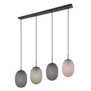 Závesné svietidlo FACETTE III čierna/zelená, jantárové a dymové sklo 3