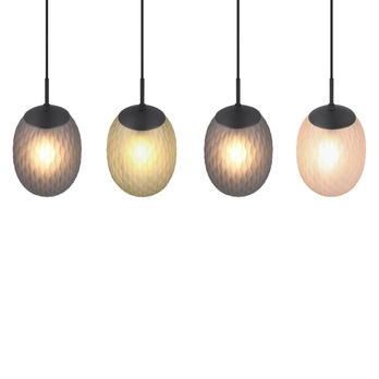 Závesné svietidlo FACETTE III čierna/zelená, jantárové a dymové sklo 4