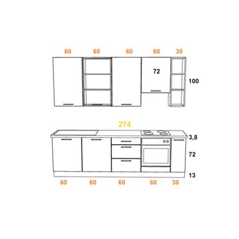 Kuchynská zostava FACHMAN B11, 274 cm dub sonoma 6