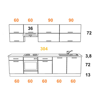 Kuchynská zostava FACHMAN B2, 304 cm dub sonoma 3