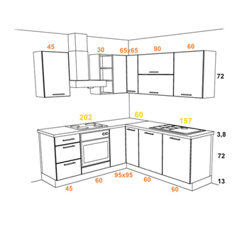 Rohová kuchynská zostava FACHMAN B20, 202x217 cm dub sonoma 5