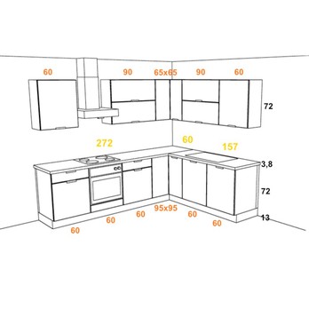 Rohová kuchynská zostava FACHMAN B4, 277x217 cm dub sonoma 6