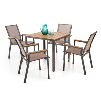 Záhradný stôl FAIRRU čierna/hnedá, šírka 80 cm 6