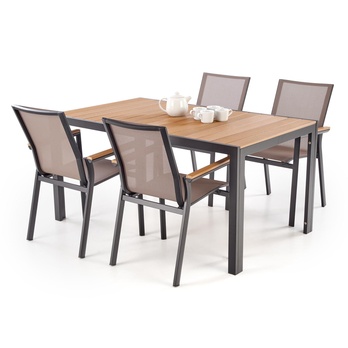 Záhradný stôl FAIRRU čierna/hnedá, šírka 150 cm 8