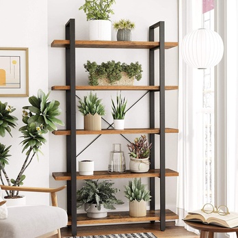 Regál/knižnica FARO 4 čierna/hnedá 2