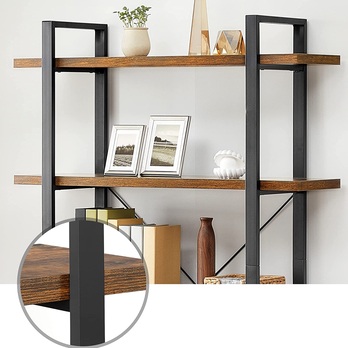 Regál/knižnica FARO 4 čierna/hnedá 4