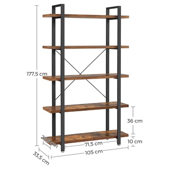 Regál/knižnica FARO 4 čierna/hnedá 6