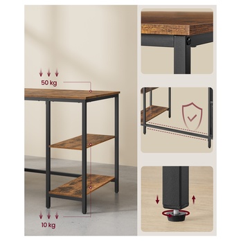 Pracovný stôl FEET hnedá/čierna 2