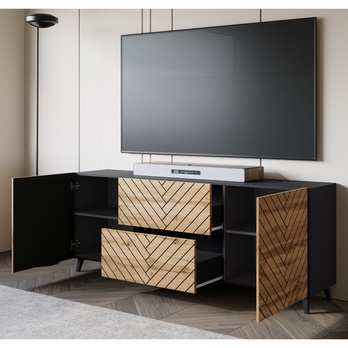 TV komoda FELISA 2 čierna/dub wotan 2