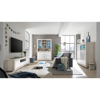 Vitrína/nadstavec FERNANDO T22 aurum svetlá/biela vysoký lesk 1