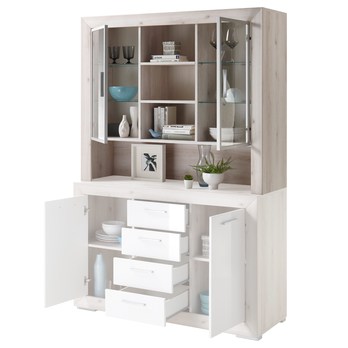 Vitrína/nadstavec FERNANDO T22 aurum svetlá/biela vysoký lesk 2