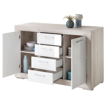 Komoda FERNANDO T23 aurum svetlá/biela vysoký lesk 2