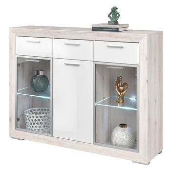 Komoda FERNANDO T8 aurum svetlá/biela vysoký lesk 1