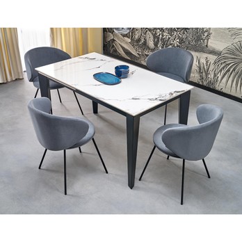 Jedálenský stôl FILAX biely mramor/čierna 1