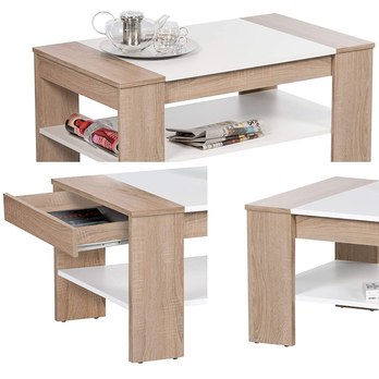 Konferenčný stolík FINLEY PLUS dub sonoma/biela 2