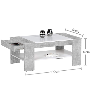 Konferenčný stolík FINLEY PLUS betón/biela 2