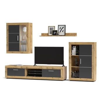 Obývacia stena FIORDO dub wotan/antracitová 1