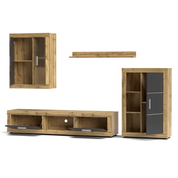 Obývacia stena FIORDO dub wotan/antracitová 2