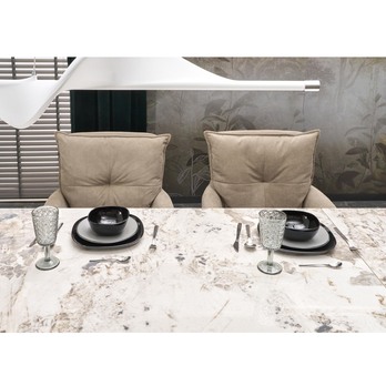 Jedálenský stôl FIRNONDU biely mramor/čierna 11