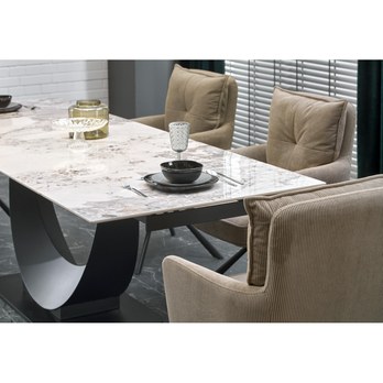 Jedálenský stôl FIRNONDU biely mramor/čierna 13