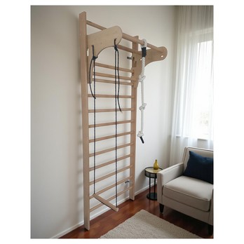 Lanová hojdačka FITHOME 3 prírodná/čierna 3