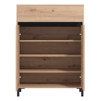 Skrinka na topánky FLANNAN I dub artisan/matná čierna 2