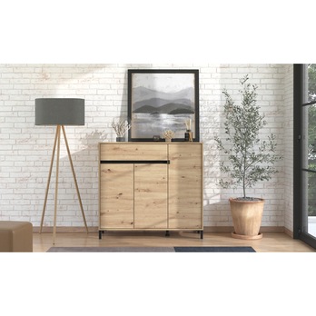 Skrinka na topánky FLANNAN II dub artisan/matná čierna 1