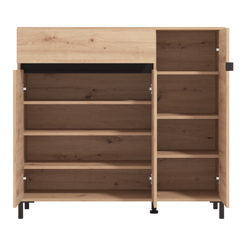 Skrinka na topánky FLANNAN II dub artisan/matná čierna 2