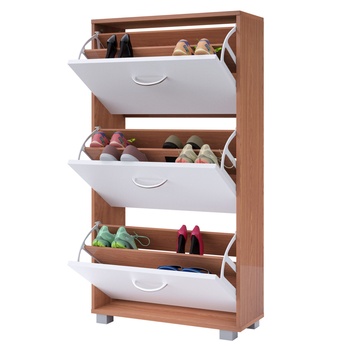 Skrinka na topánky FLAPS biela/buk 1