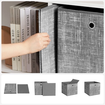 Sada úložných boxov FLAT 2 sivá, 6 kusov 4