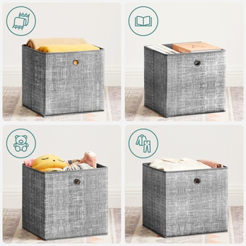 Sada úložných boxov FLAT 2 sivá, 6 kusov 5