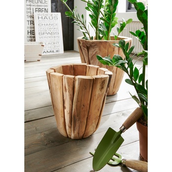 Drevený obal na kvetináč FLINT prírodná, výška 60 cm 3