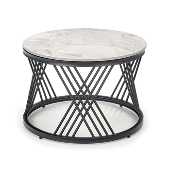Konferenčný stolík  FLOMANGU sivý mramor/čierna, sada 2 ks 2