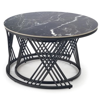 Konferenčný stolík FLOMANGU čierny a biely mramor/čierna, set 2 ks 3