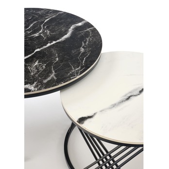 Konferenčný stolík FLOMANGU čierny a biely mramor/čierna, set 2 ks 4