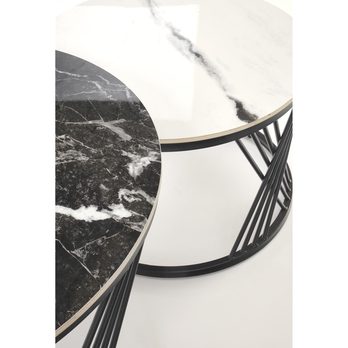 Konferenčný stolík FLOMANGU čierny a biely mramor/čierna, set 2 ks 5
