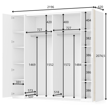 Šatníková skriňa FLORENCJA alpská biela 5
